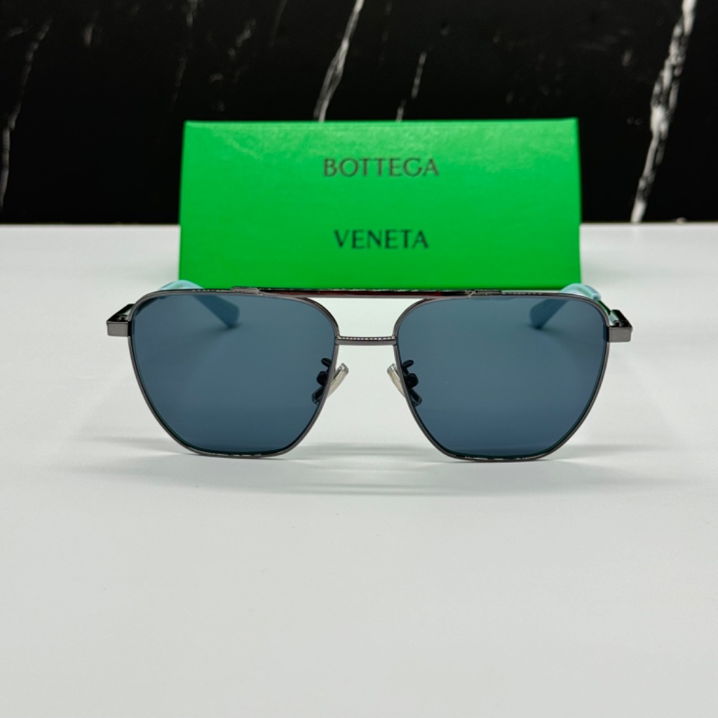 New Bv1236s 004 Bottega Veneta Aviator Grey Blue Unisex Sunglasses